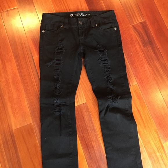 Black Guess Distressed Jeans - Picture 1 of 4